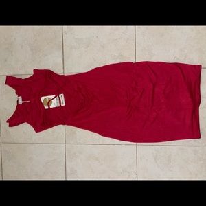 Red midi dress with underboob cut out